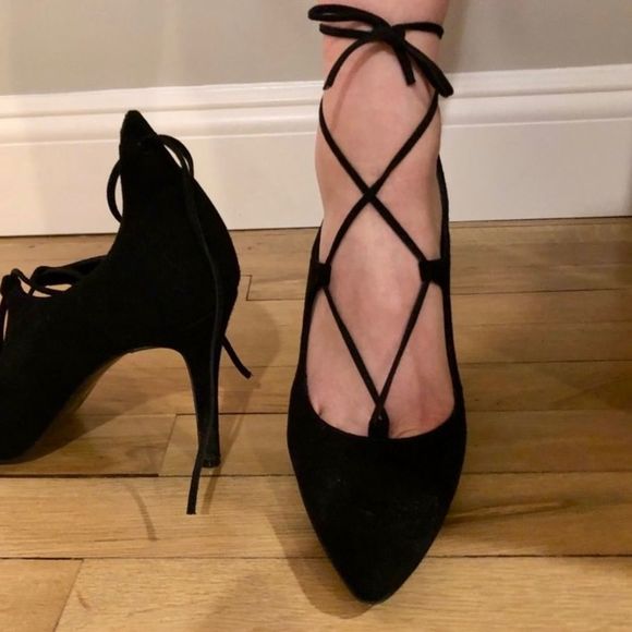 gianna lamberti Shoes - Gianna Lamberti 🖤 black suede lace tie pumps size 37 or 7 made in italy EUC